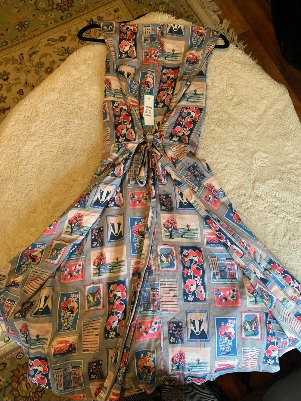 Cath Kidston Floral Patchwork Midi Badgers Tea Dress Rare Print Unique Zip-Up - Picture 5 of 9